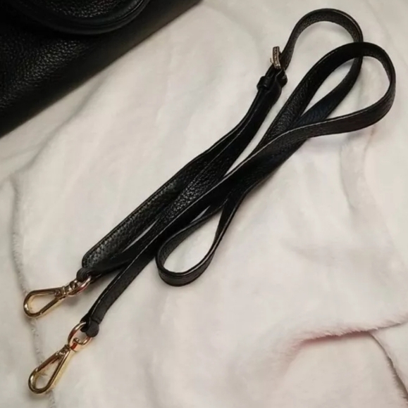 Michael Kors Black Leather Sandrine Gold Stud Satchel - Picture 7 of 16